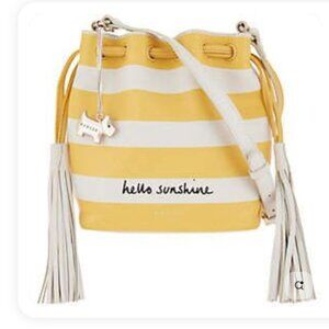 NWT Radley London Hello Sunshine Small Bucket Crossbody Yellow White Stripes